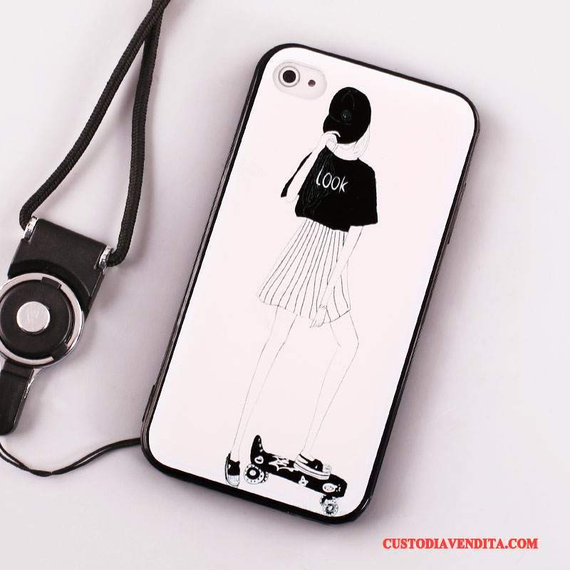 Custodia iPhone 4/4s Creativo Tutto Incluso Ornamenti Appesi, Cover iPhone 4/4s Silicone Anti-caduta Bianco