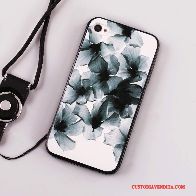 Custodia iPhone 4/4s Creativo Tutto Incluso Ornamenti Appesi, Cover iPhone 4/4s Silicone Anti-caduta Bianco