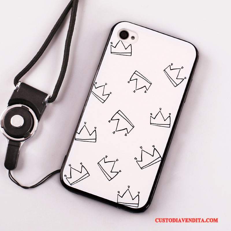 Custodia iPhone 4/4s Creativo Tutto Incluso Ornamenti Appesi, Cover iPhone 4/4s Silicone Anti-caduta Bianco