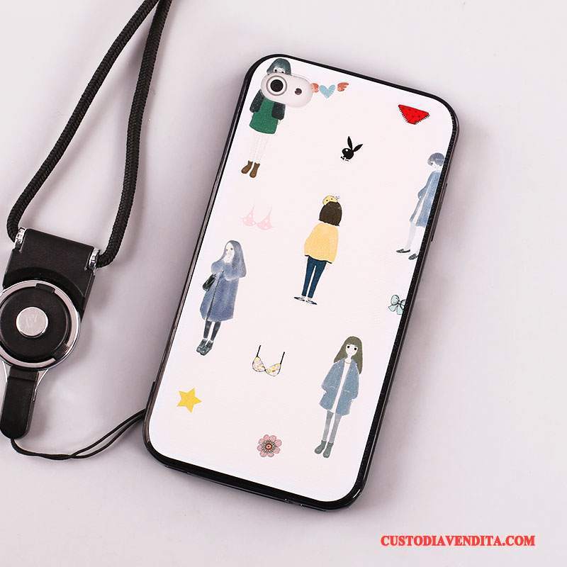 Custodia iPhone 4/4s Creativo Tutto Incluso Ornamenti Appesi, Cover iPhone 4/4s Silicone Anti-caduta Bianco