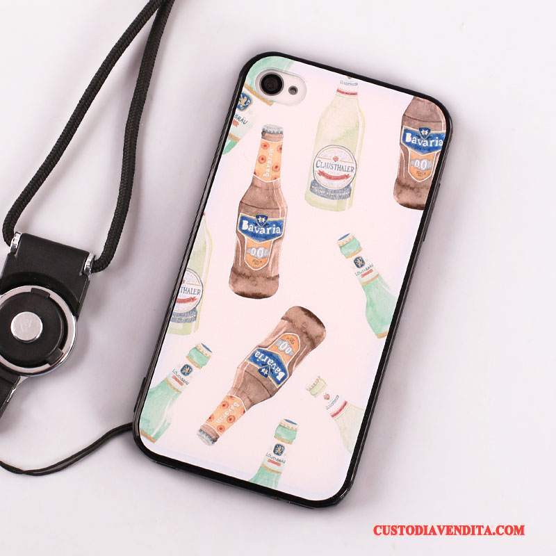 Custodia iPhone 4/4s Creativo Tutto Incluso Ornamenti Appesi, Cover iPhone 4/4s Silicone Anti-caduta Bianco