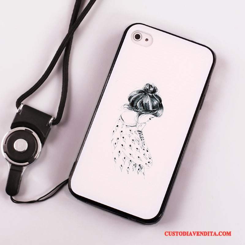 Custodia iPhone 4/4s Creativo Tutto Incluso Ornamenti Appesi, Cover iPhone 4/4s Silicone Anti-caduta Bianco