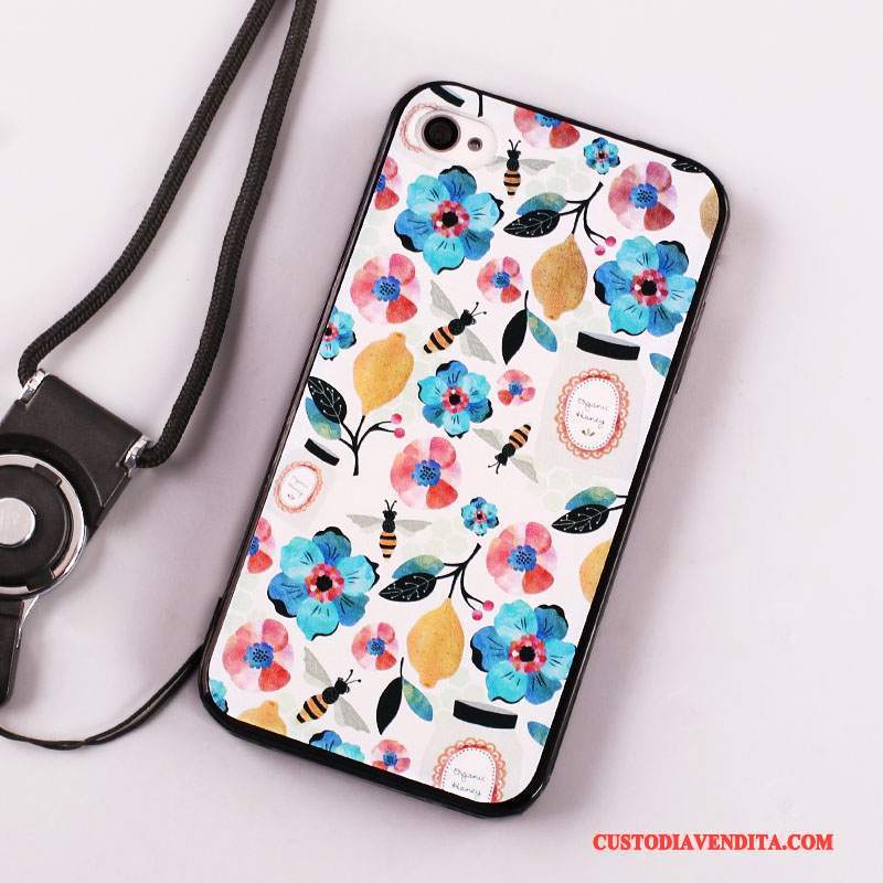 Custodia iPhone 4/4s Creativo Tutto Incluso Ornamenti Appesi, Cover iPhone 4/4s Silicone Anti-caduta Bianco