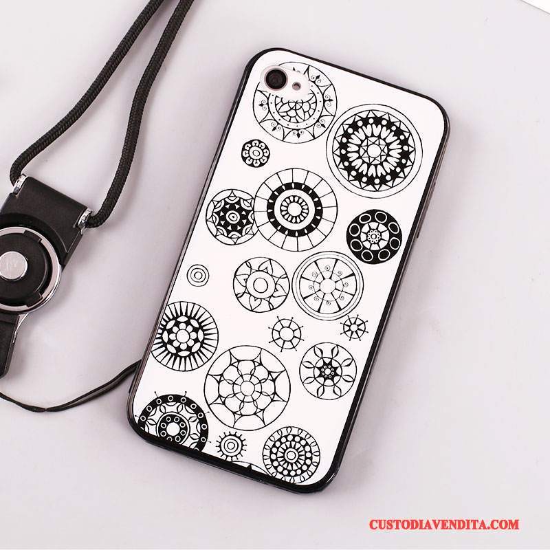 Custodia iPhone 4/4s Creativo Tutto Incluso Ornamenti Appesi, Cover iPhone 4/4s Silicone Anti-caduta Bianco