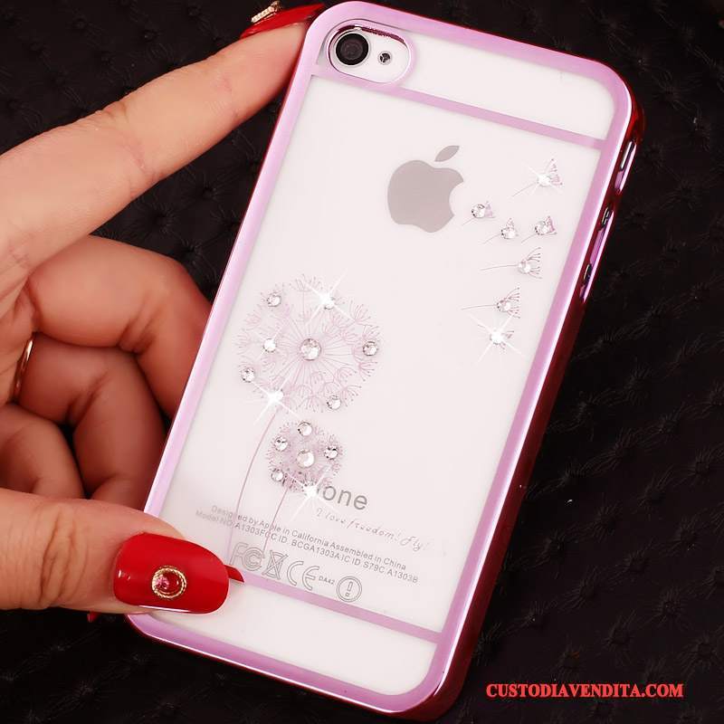 Custodia iPhone 4/4s Goffratura Telefono Con Strass, Cover iPhone 4/4s Protezione Difficile Chiaro