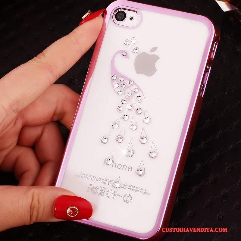 Custodia iPhone 4/4s Goffratura Telefono Con Strass, Cover iPhone 4/4s Protezione Difficile Chiaro