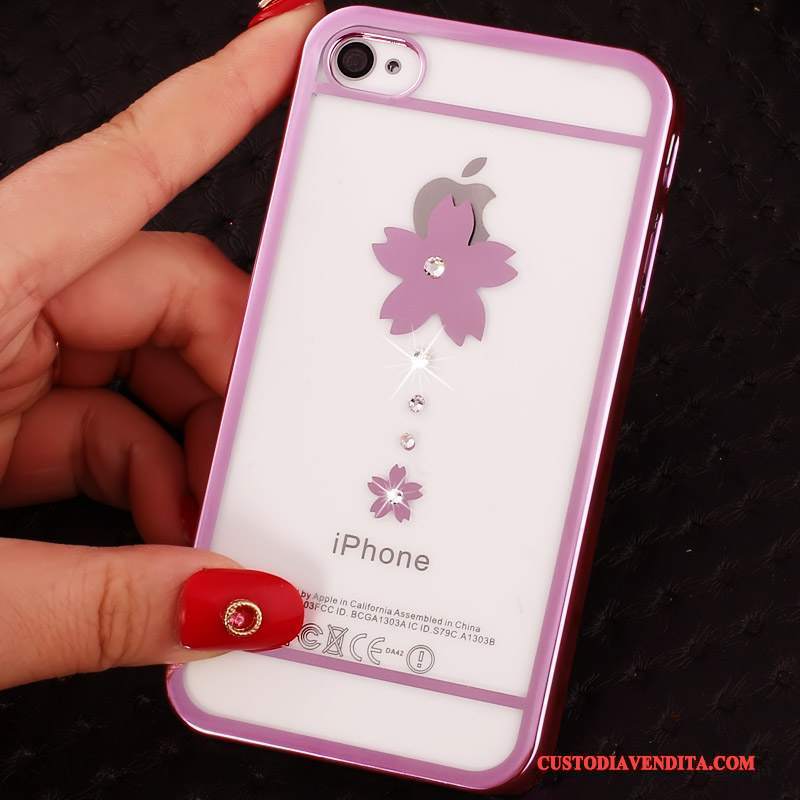 Custodia iPhone 4/4s Goffratura Telefono Con Strass, Cover iPhone 4/4s Protezione Difficile Chiaro