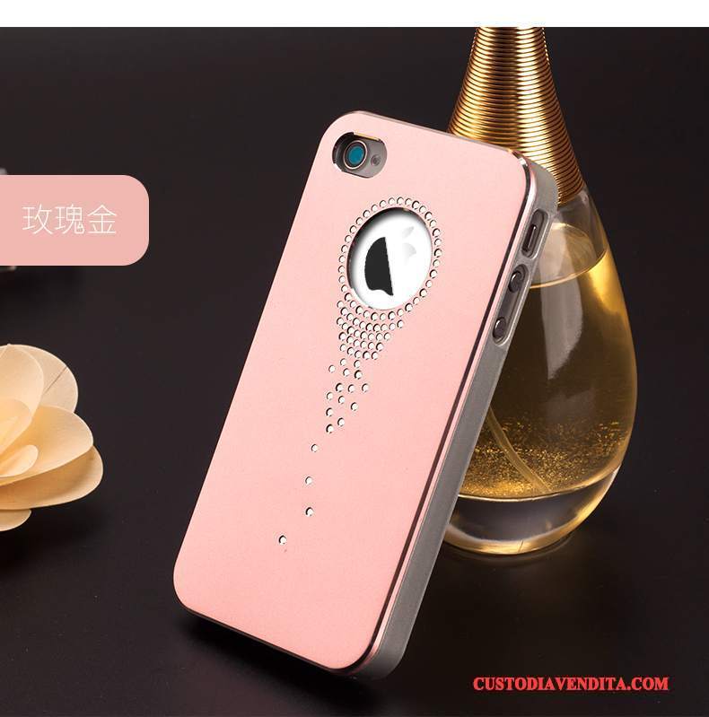 Custodia iPhone 4/4s Protezione Metallo Rosa, Cover iPhone 4/4s Telefono