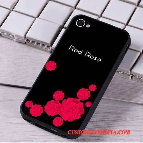 Custodia iPhone 4/4s Silicone Morbido Rosso, Cover iPhone 4/4s Cartone Animato Telefono Ornamenti Appesi