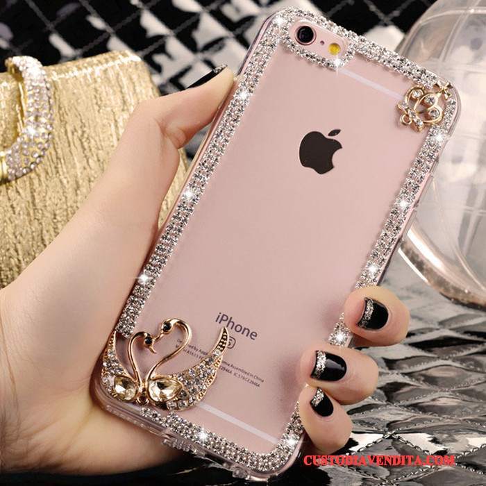 Custodia iPhone 4/4s Strass Rosa Cristallo, Cover iPhone 4/4s Tendenza Bello