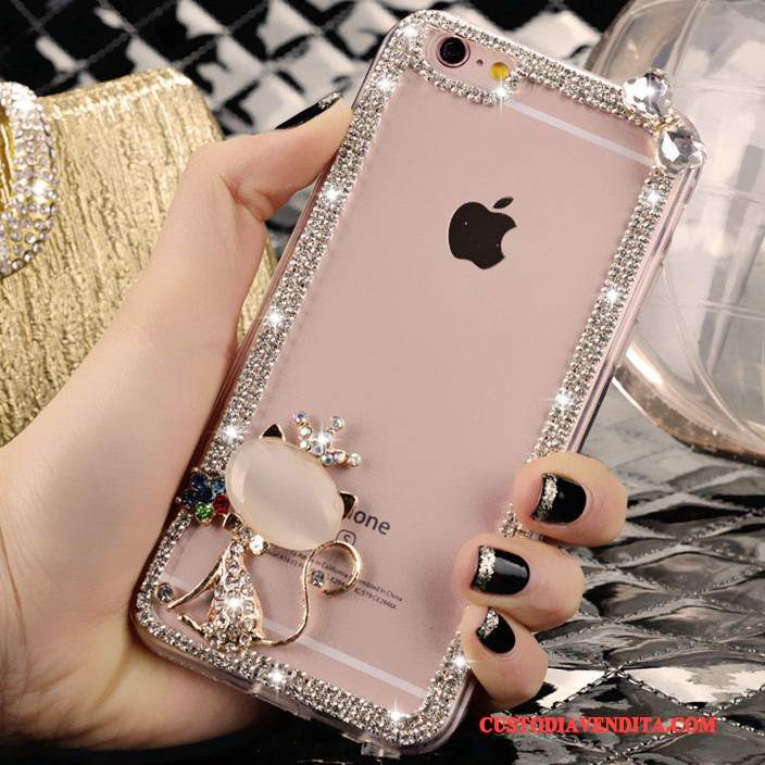 Custodia iPhone 4/4s Strass Rosa Cristallo, Cover iPhone 4/4s Tendenza Bello