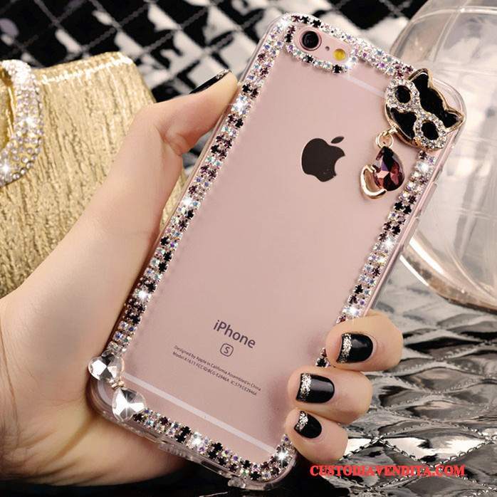 Custodia iPhone 4/4s Strass Rosa Cristallo, Cover iPhone 4/4s Tendenza Bello