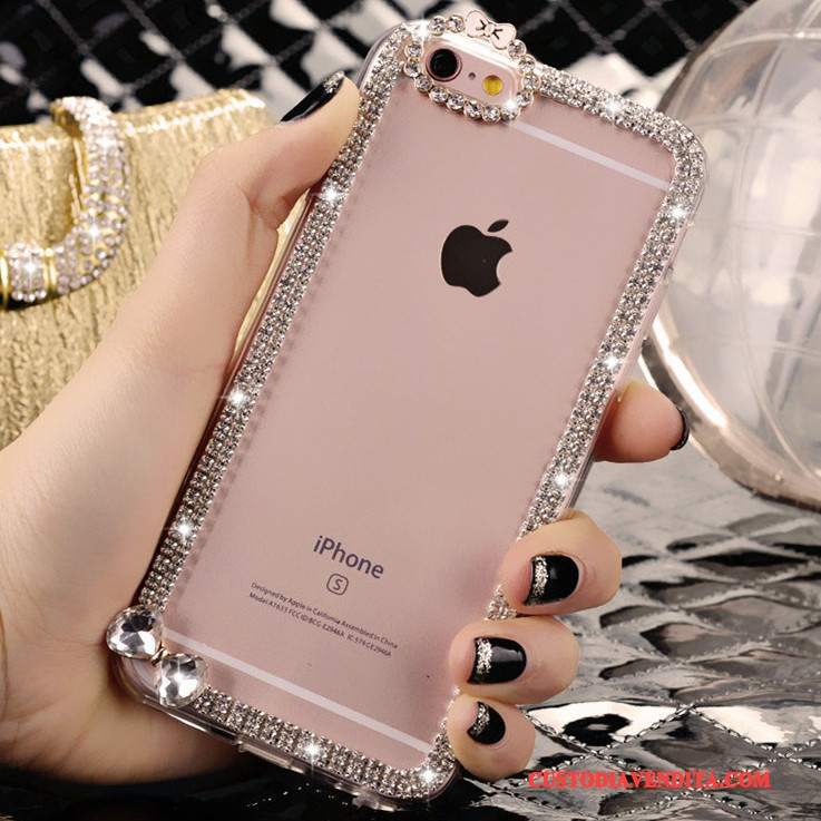 Custodia iPhone 4/4s Strass Rosa Cristallo, Cover iPhone 4/4s Tendenza Bello