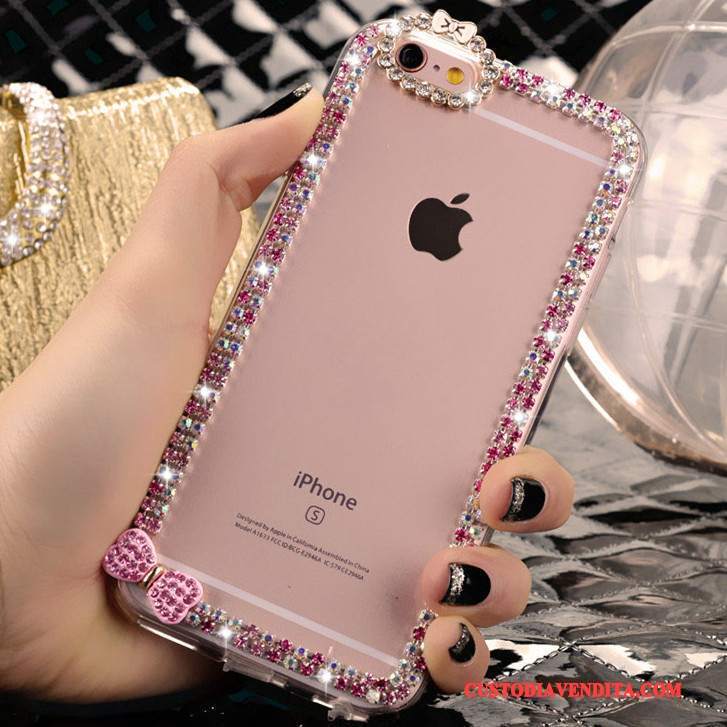 Custodia iPhone 4/4s Strass Rosa Cristallo, Cover iPhone 4/4s Tendenza Bello