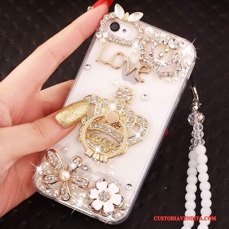 Custodia iPhone 4/4s Strass Telefono Tutto Incluso, Cover iPhone 4/4s Protezione Ornamenti Appesi Supporto