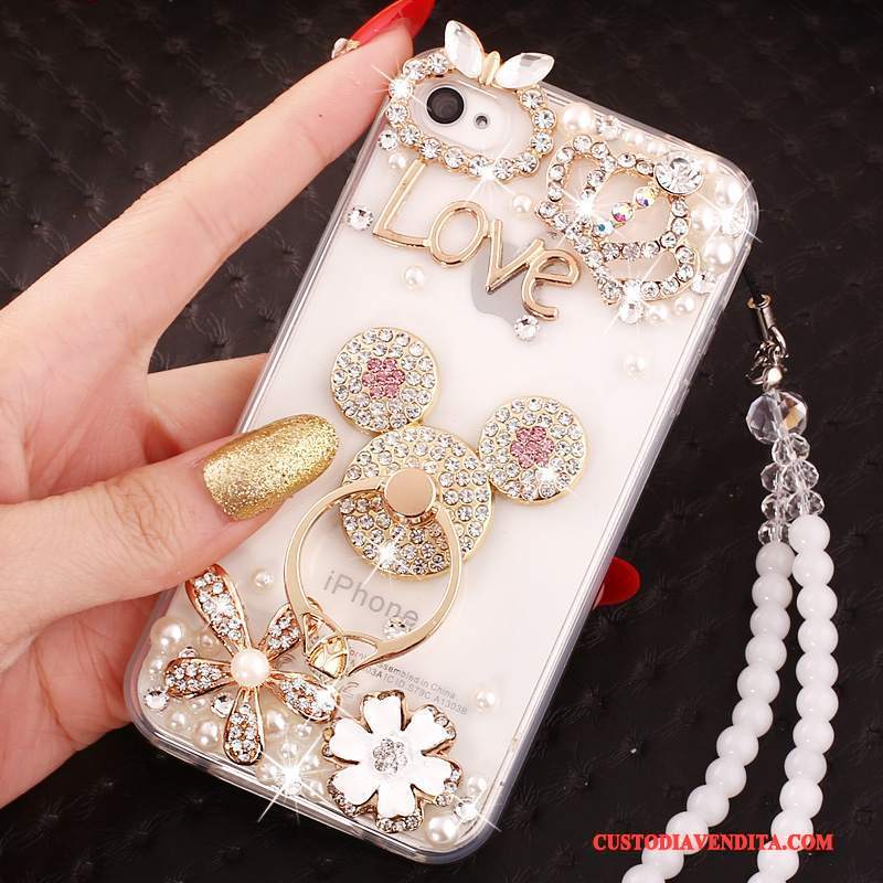 Custodia iPhone 4/4s Strass Telefono Tutto Incluso, Cover iPhone 4/4s Protezione Ornamenti Appesi Supporto