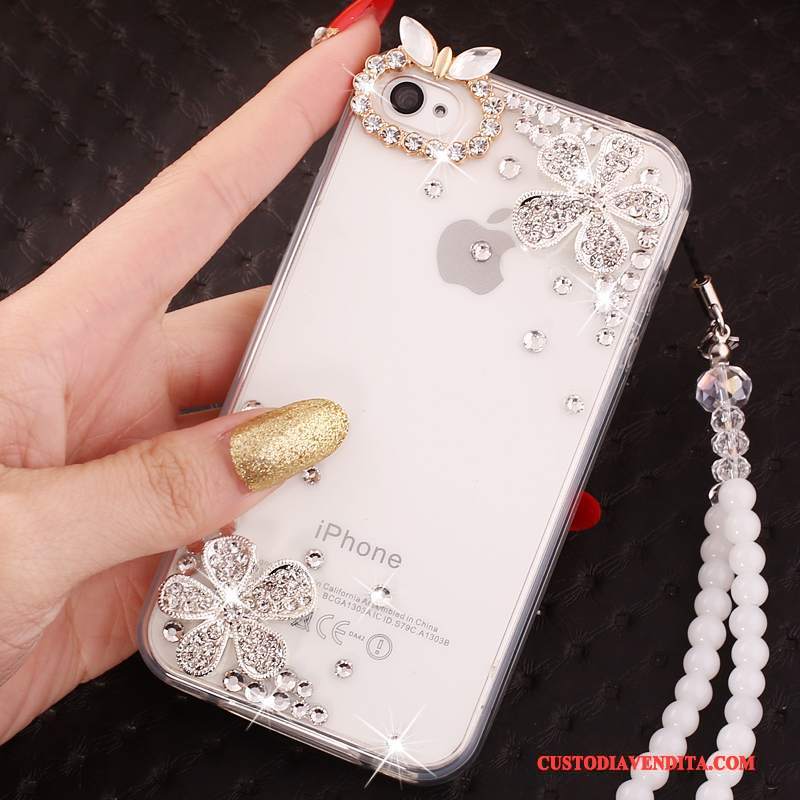 Custodia iPhone 4/4s Strass Telefono Tutto Incluso, Cover iPhone 4/4s Protezione Ornamenti Appesi Supporto