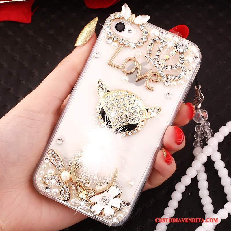 Custodia iPhone 4/4s Strass Telefono Tutto Incluso, Cover iPhone 4/4s Protezione Ornamenti Appesi Supporto