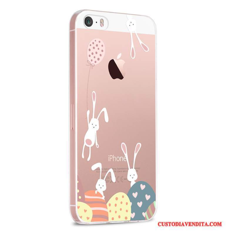 Custodia iPhone 5/5s Cartone Animato Anti-cadutatelefono, Cover iPhone 5/5s Silicone Rosa Trasparente