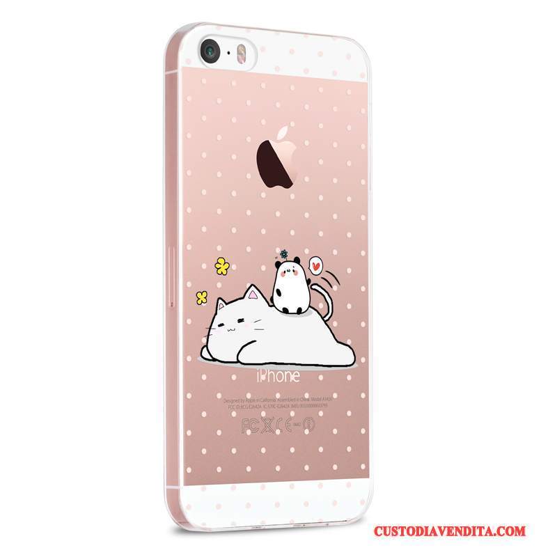 Custodia iPhone 5/5s Cartone Animato Anti-cadutatelefono, Cover iPhone 5/5s Silicone Rosa Trasparente