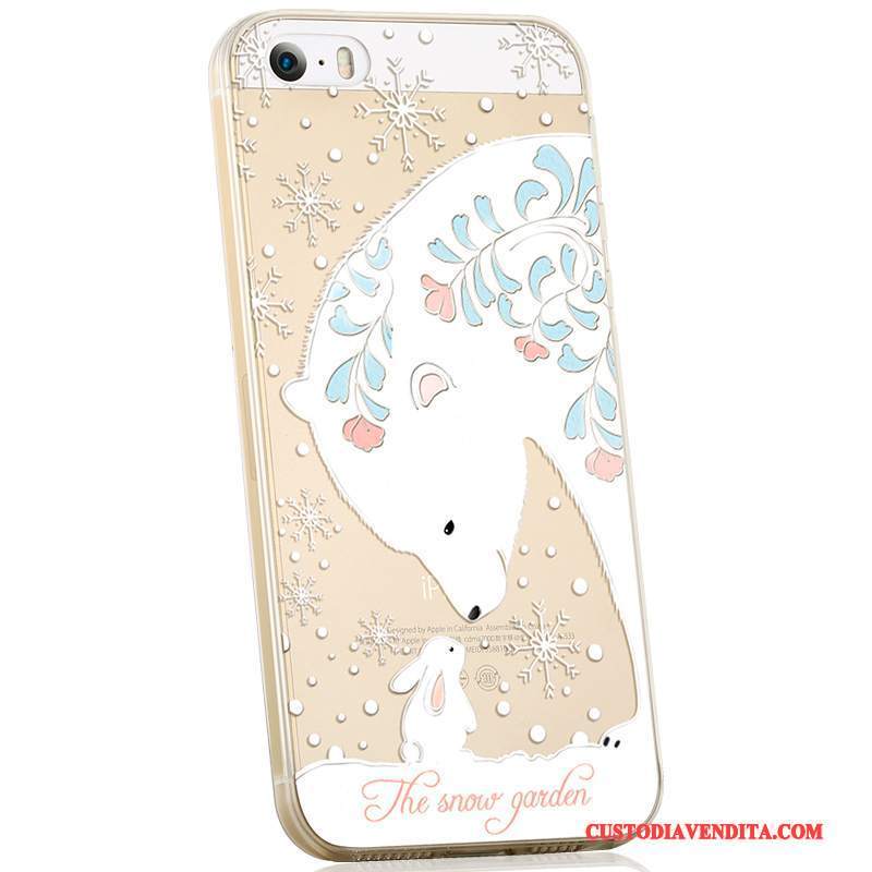 Custodia iPhone 5/5s Cartone Animato Morbido Anti-caduta, Cover iPhone 5/5s Silicone Bello Tendenza