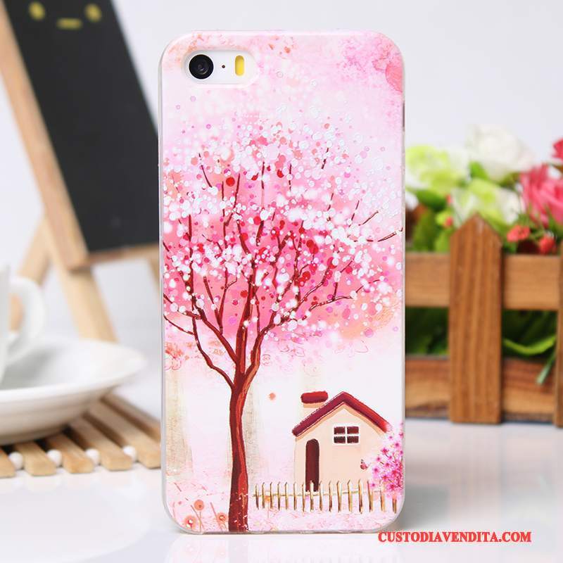 Custodia iPhone 5/5s Cartone Animato Nuovo Cool, Cover iPhone 5/5s Creativo Telefono Rosa