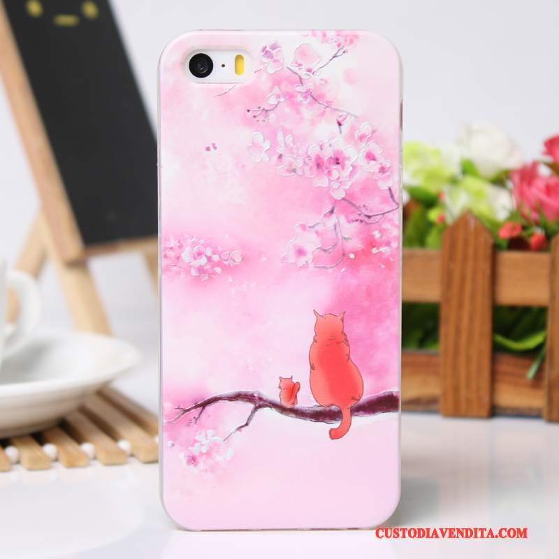 Custodia iPhone 5/5s Cartone Animato Nuovo Cool, Cover iPhone 5/5s Creativo Telefono Rosa