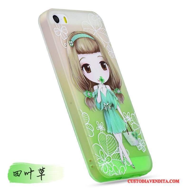 Custodia iPhone 5/5s Cartone Animato Ornamenti Appesi Morbido, Cover iPhone 5/5s Silicone Rosatelefono