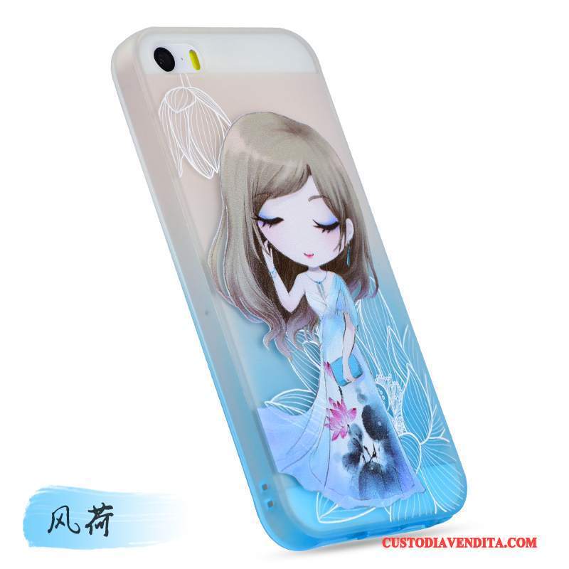 Custodia iPhone 5/5s Cartone Animato Ornamenti Appesi Morbido, Cover iPhone 5/5s Silicone Rosatelefono