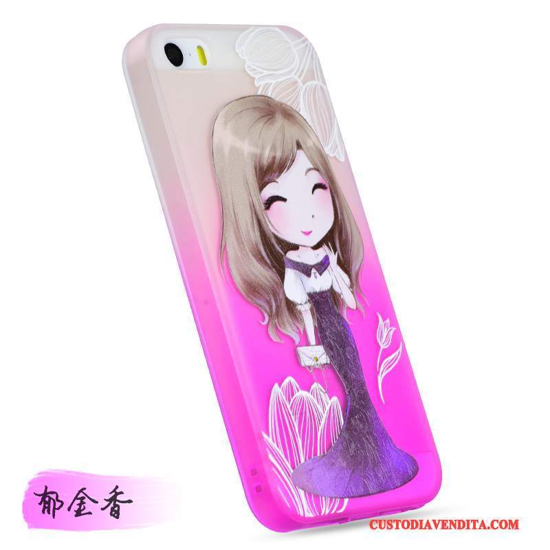 Custodia iPhone 5/5s Cartone Animato Ornamenti Appesi Morbido, Cover iPhone 5/5s Silicone Rosatelefono