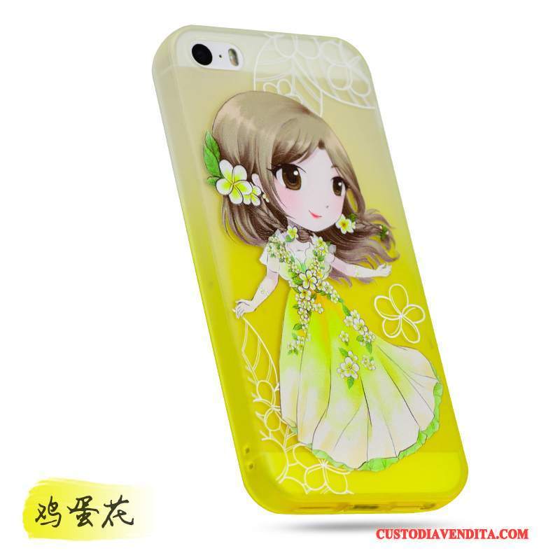 Custodia iPhone 5/5s Cartone Animato Ornamenti Appesi Morbido, Cover iPhone 5/5s Silicone Rosatelefono