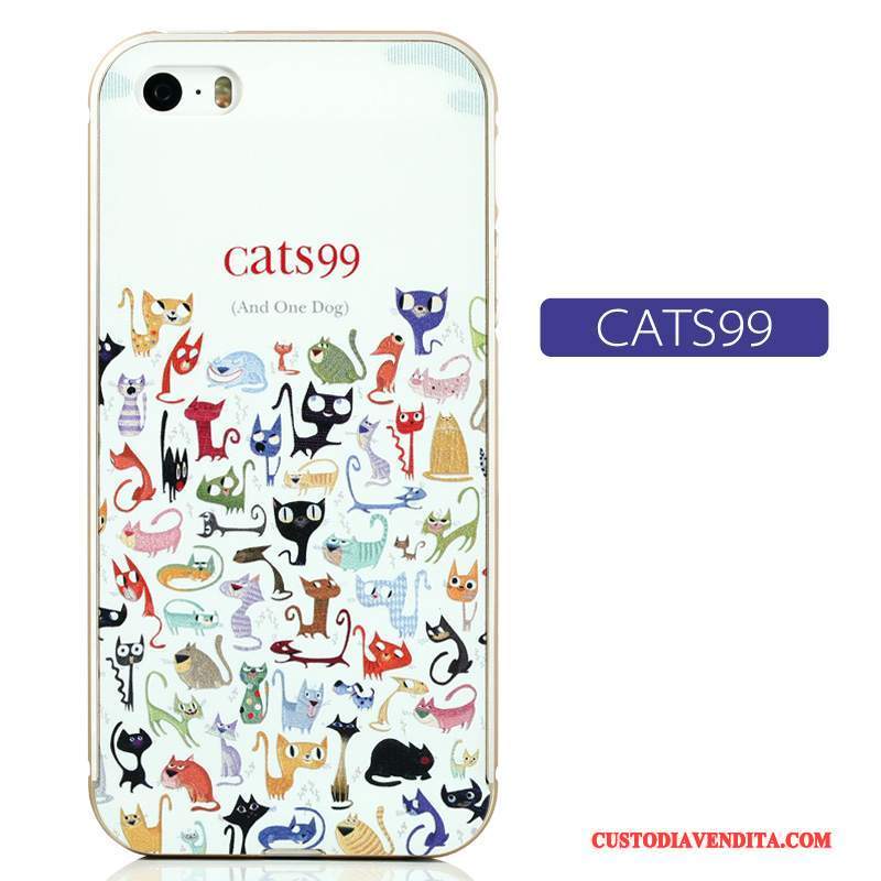 Custodia iPhone 5/5s Cartone Animato Telefono Tutto Incluso, Cover iPhone 5/5s Goffratura Telaio Grigio