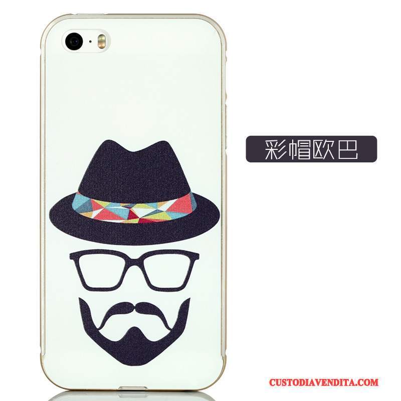 Custodia iPhone 5/5s Cartone Animato Telefono Tutto Incluso, Cover iPhone 5/5s Goffratura Telaio Grigio