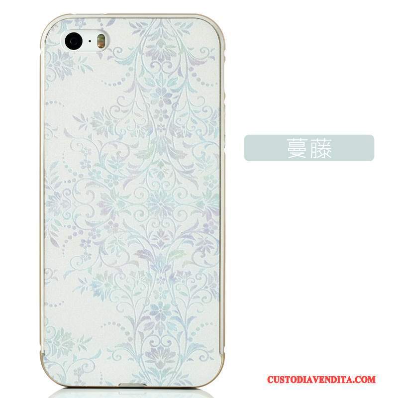 Custodia iPhone 5/5s Cartone Animato Telefono Tutto Incluso, Cover iPhone 5/5s Goffratura Telaio Grigio