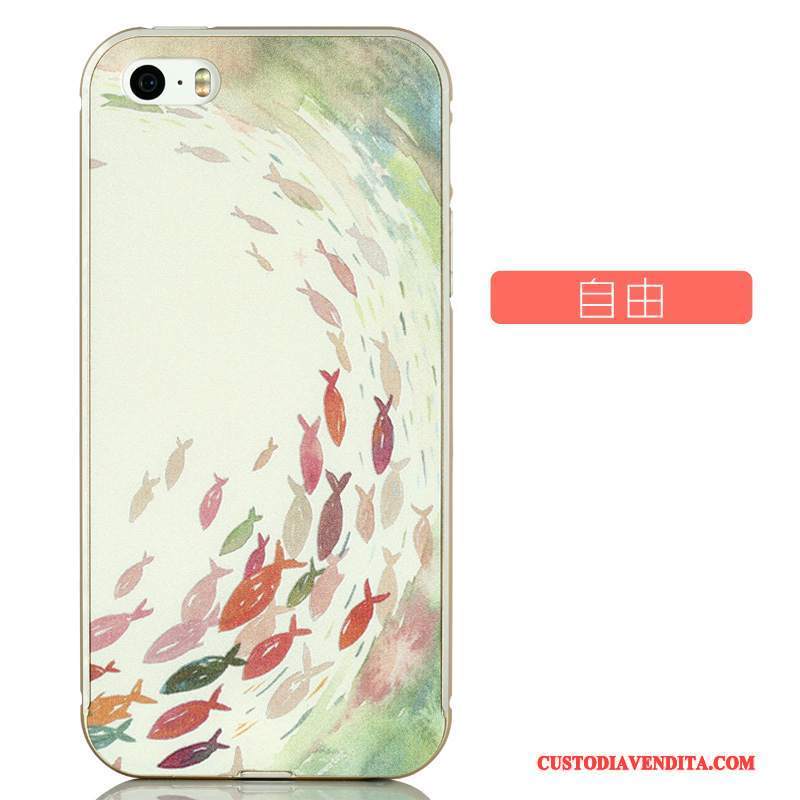 Custodia iPhone 5/5s Cartone Animato Telefono Tutto Incluso, Cover iPhone 5/5s Goffratura Telaio Grigio