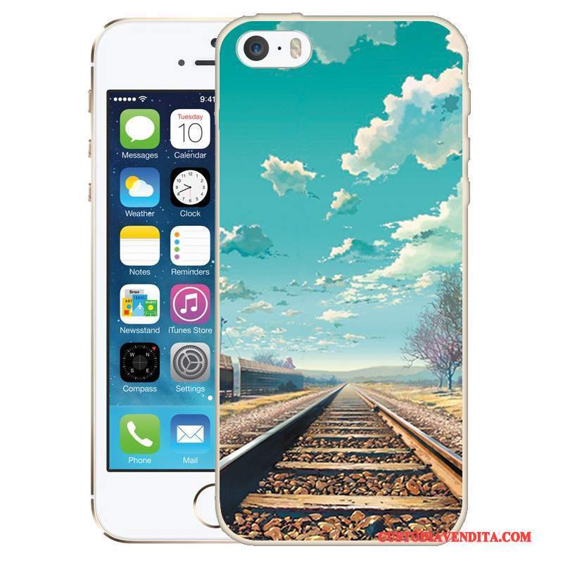 Custodia iPhone 5/5s Colore Verdetelefono, Cover iPhone 5/5s Goffratura