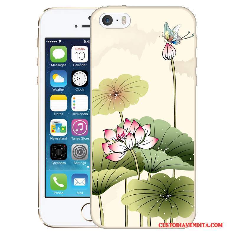 Custodia iPhone 5/5s Colore Verdetelefono, Cover iPhone 5/5s Goffratura