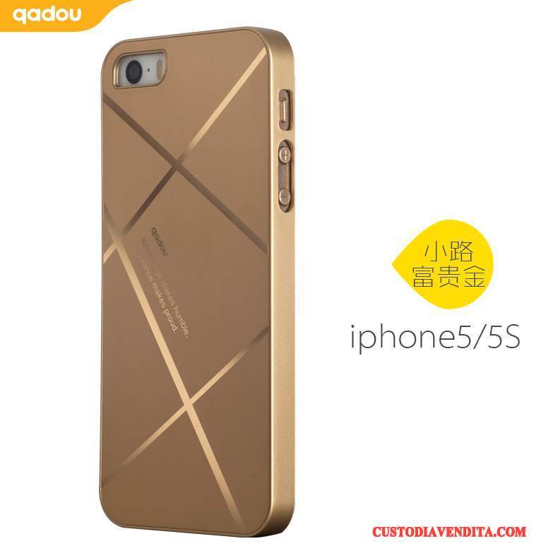 Custodia iPhone 5/5s Creativo Anti-caduta Difficile, Cover iPhone 5/5s Protezione Metallo Argento