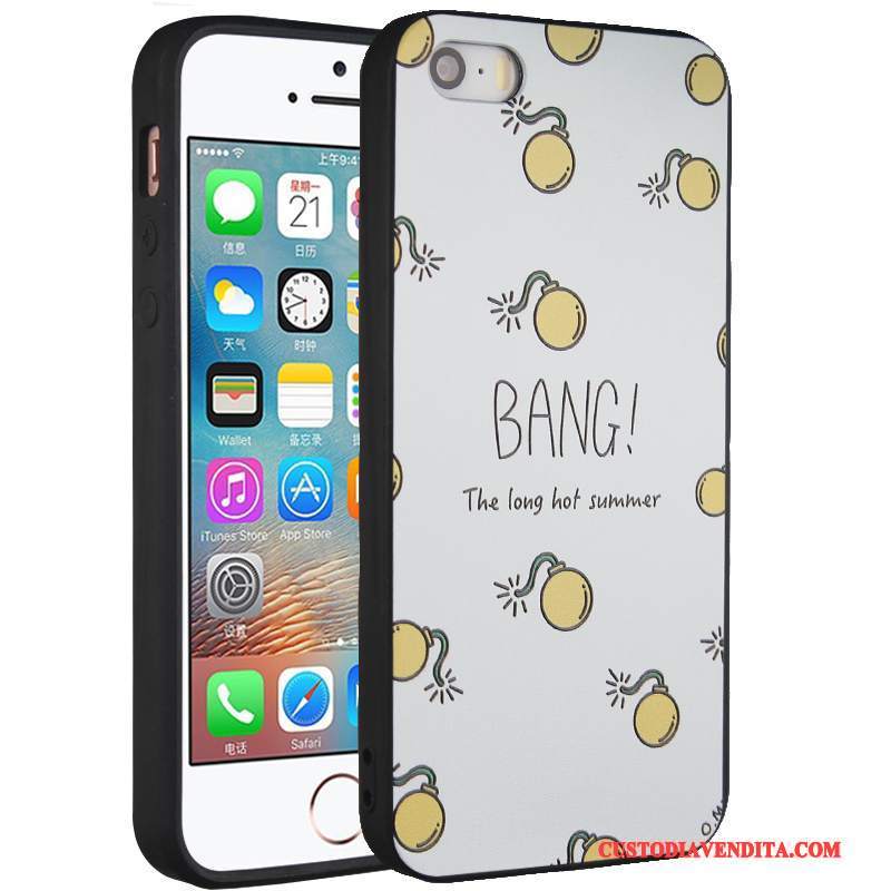 Custodia iPhone 5/5s Creativo Giallo Morbido, Cover iPhone 5/5s Protezione Ornamenti Appesi Anti-caduta