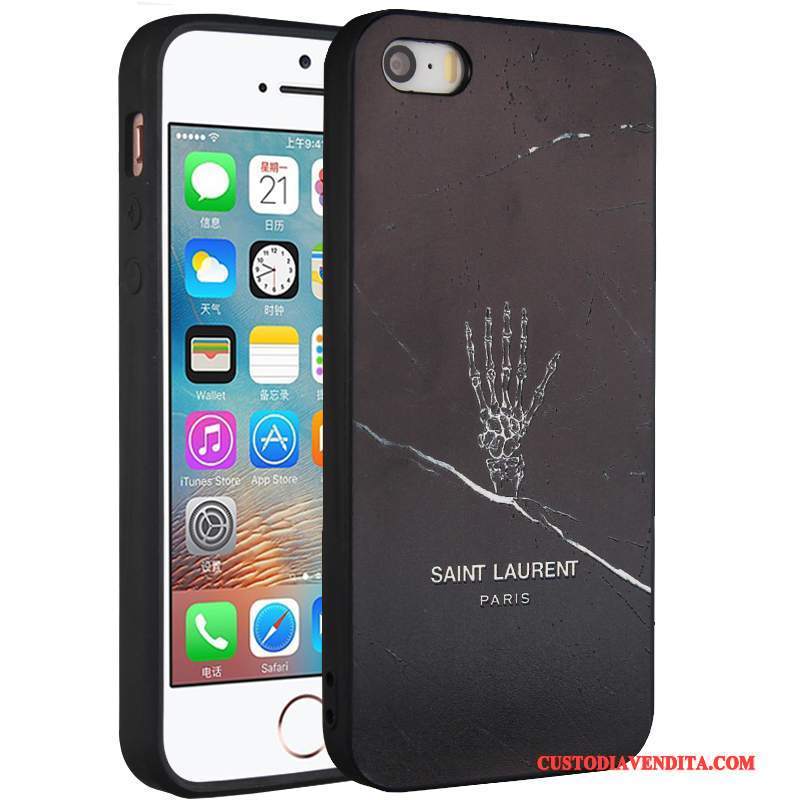 Custodia iPhone 5/5s Creativo Giallo Morbido, Cover iPhone 5/5s Protezione Ornamenti Appesi Anti-caduta