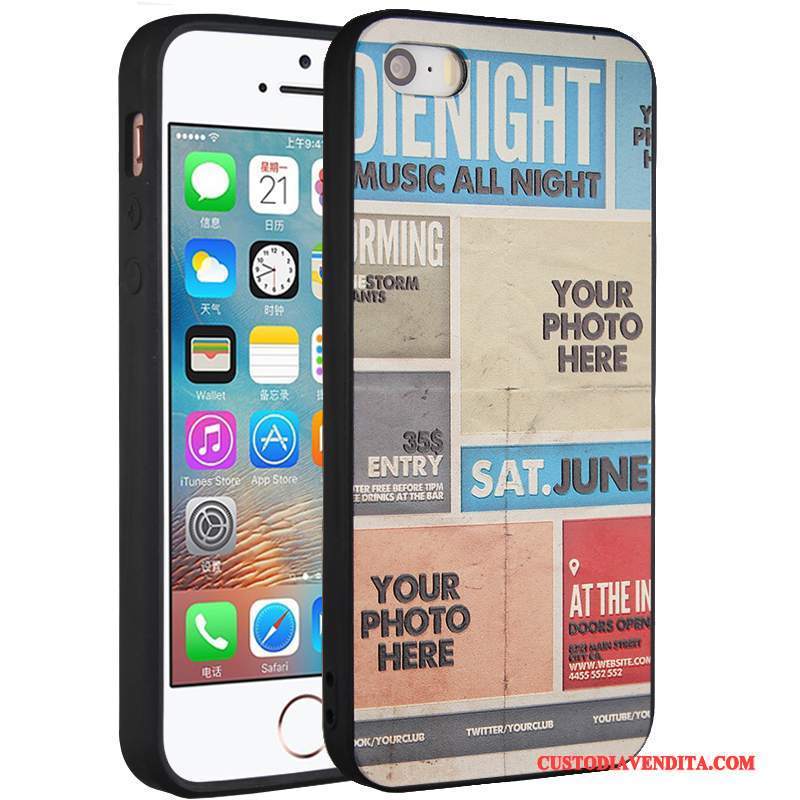 Custodia iPhone 5/5s Creativo Giallo Morbido, Cover iPhone 5/5s Protezione Ornamenti Appesi Anti-caduta