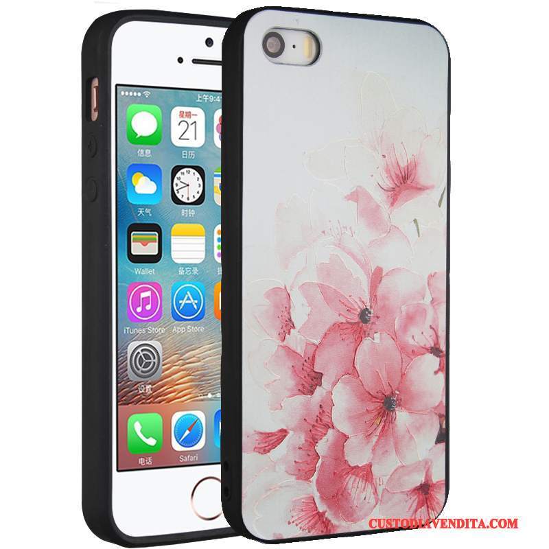 Custodia iPhone 5/5s Creativo Giallo Morbido, Cover iPhone 5/5s Protezione Ornamenti Appesi Anti-caduta