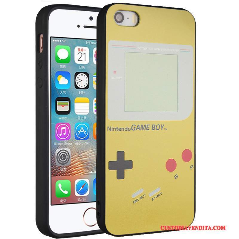 Custodia iPhone 5/5s Creativo Giallo Morbido, Cover iPhone 5/5s Protezione Ornamenti Appesi Anti-caduta