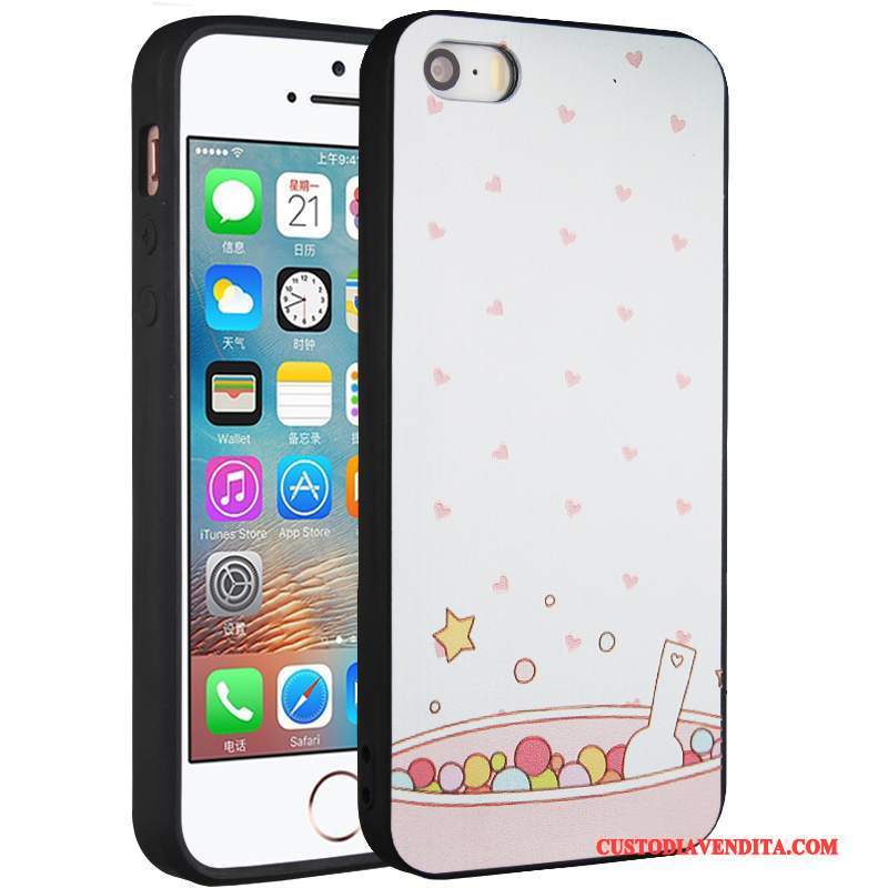 Custodia iPhone 5/5s Creativo Giallo Morbido, Cover iPhone 5/5s Protezione Ornamenti Appesi Anti-caduta