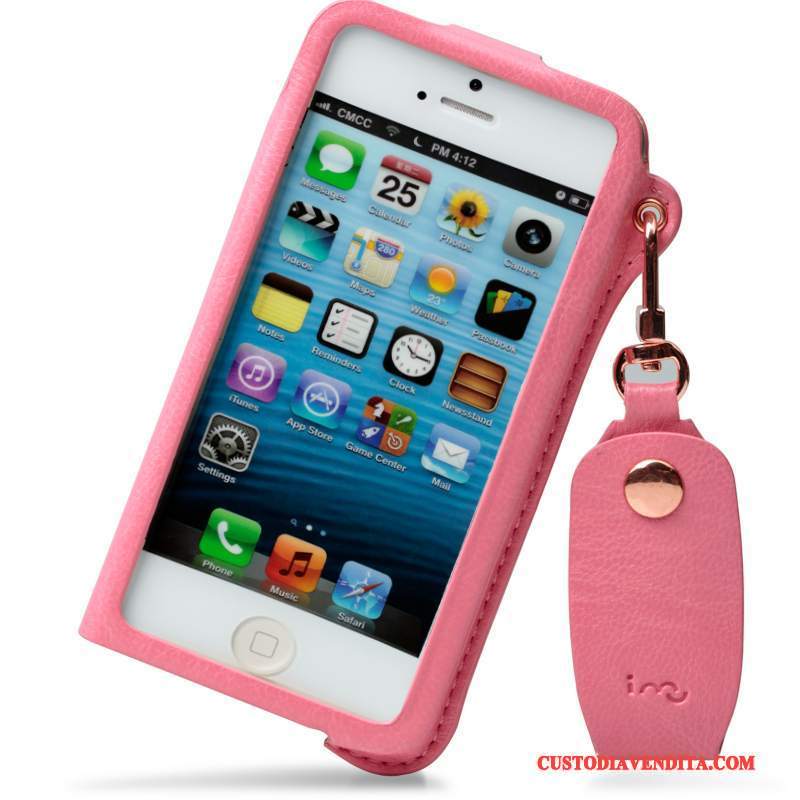 Custodia iPhone 5/5s Pelle Rosa Sottile, Cover iPhone 5/5s Protezione