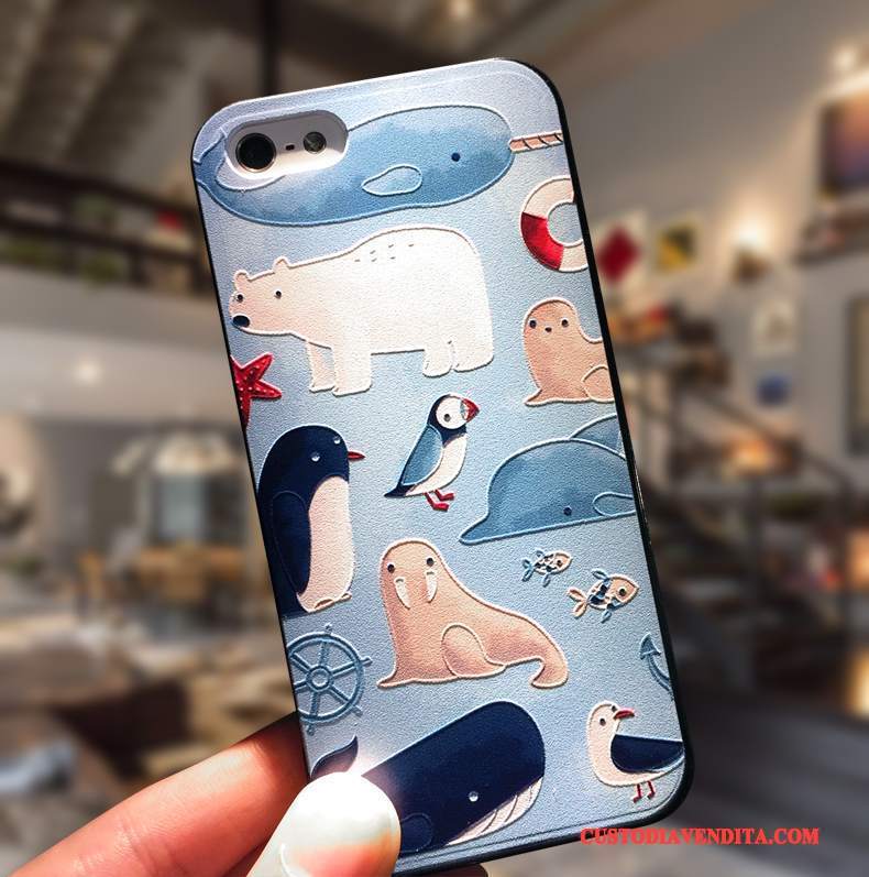 Custodia iPhone 5/5s Protezione Anti-caduta Semplici, Cover iPhone 5/5s Creativo Ornamenti Appesi Blu