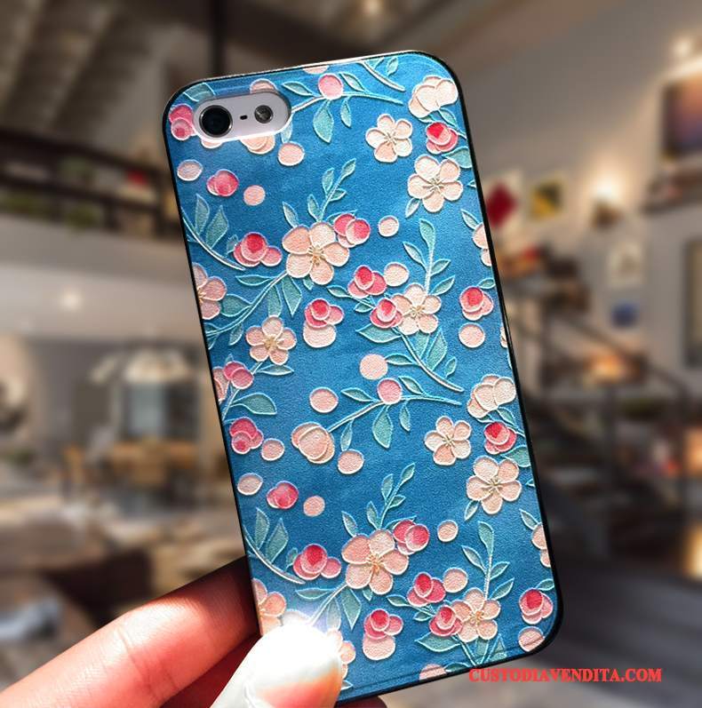 Custodia iPhone 5/5s Protezione Anti-caduta Semplici, Cover iPhone 5/5s Creativo Ornamenti Appesi Blu