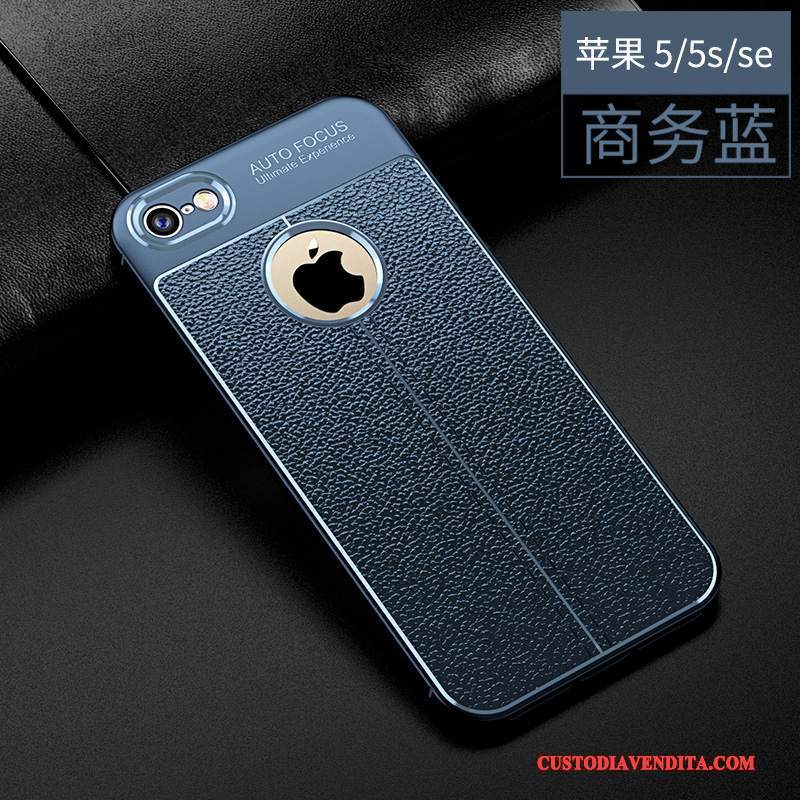 Custodia iPhone 5/5s Silicone Anti-caduta Nero, Cover iPhone 5/5s Pelle Modello Tendenza