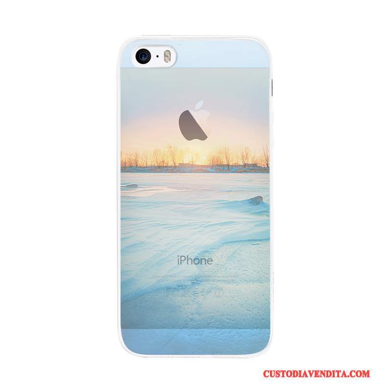 Custodia iPhone 5/5s Silicone Arte Semplici, Cover iPhone 5/5s Blu Chiaro Macchiati