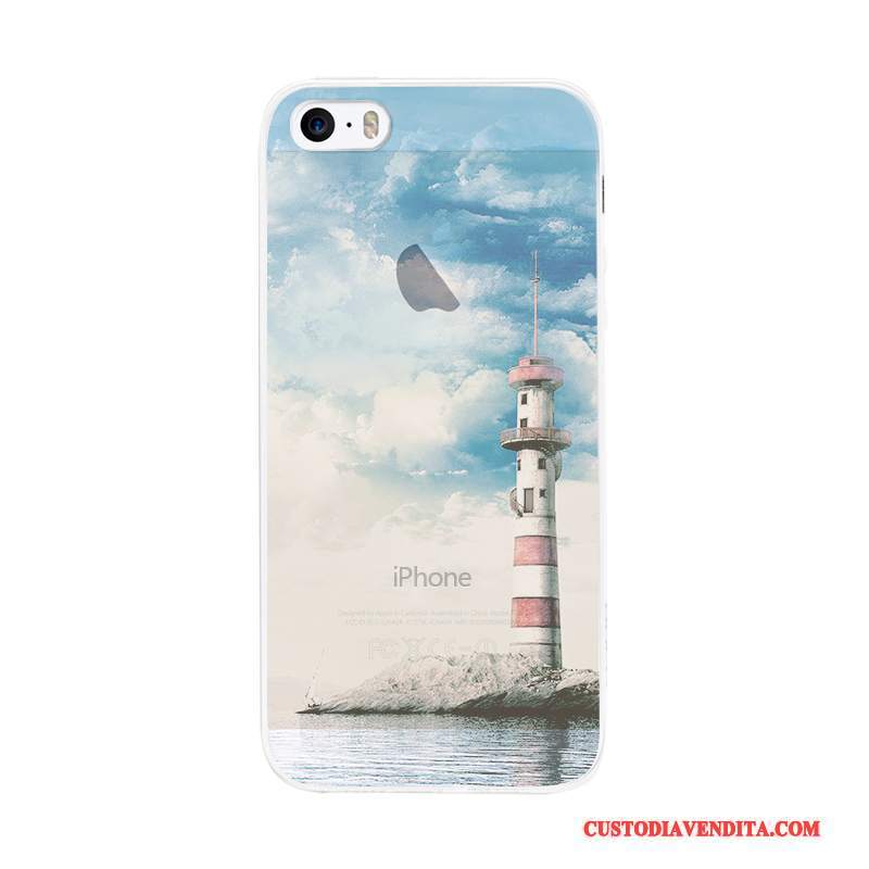 Custodia iPhone 5/5s Silicone Arte Semplici, Cover iPhone 5/5s Blu Chiaro Macchiati